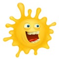 Yellow smiley face splash character isolated over white background Royalty Free Stock Photo