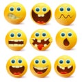 Yellow smiley faces. Emoji characters template