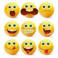 Yellow smiley faces. Emoji characters template