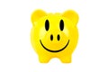 Yellow smiley piggy bank