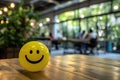 A Yellow Smiling Ball Can Promote a Positive Work Environment.