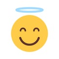 Yellow Smiling Cartoon Face Cute Angel Emoji People Emotion Icon