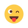 Yellow Smiling Cartoon Face Show Tongue Wink Emoji People Emotion Icon