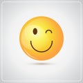 Yellow Smiling Cartoon Face Winking People Emotion Icon