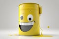 yellow smiling paint can character isolated on white background