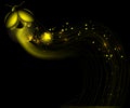 Yellow smooth lines with a glow/ night bug Royalty Free Stock Photo