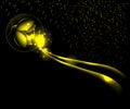 Yellow smooth lines with a glow/ night bug Royalty Free Stock Photo