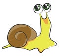 Yellow snail with green eyes vector illustration