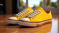 Yellow sneakers with a contrast sole - a fun step to the style