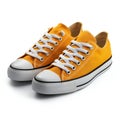 Yellow sneakers isolated on a white background