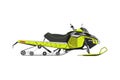 Yellow snowmobile on a white background. Transport for extreme w