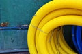 the yellow soaking-up hose Royalty Free Stock Photo