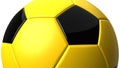 Yellow soccer ball on white background.