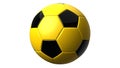 Yellow soccer ball on white background.