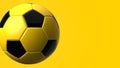 Yellow soccer ball on yellow text space.