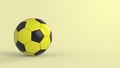 Yellow soccer plastic leather metal fabric ball isolated on black background. Football 3d render illlustration Royalty Free Stock Photo