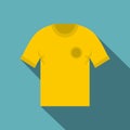 Yellow soccer shirt icon, flat style