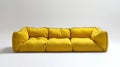 Yellow Modular Tufted Sofa on White Background Royalty Free Stock Photo