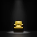 Yellow sofa Seat in front of black wall with spotight, 3d render Royalty Free Stock Photo