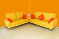 Yellow sofa set with pillows