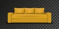 Yellow sofa on transparent background