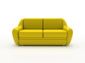 Yellow sofa on white background insulated