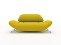 Yellow sofa on white background insulated Royalty Free Stock Photo