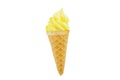 Yellow soft serve ice cream isolated on white background with clipping path Royalty Free Stock Photo