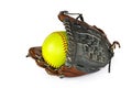 Yellow Softball and Glove Royalty Free Stock Photo