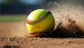 A Yellow Softball Hits the Dirt in a Powerful Action Shot Royalty Free Stock Photo