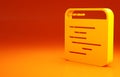 Yellow Software, web developer programming code icon isolated on orange background. Javascript computer script random Royalty Free Stock Photo