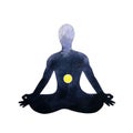 Yellow solar plexus chakra human lotus pose yoga, abstract inside your mind Royalty Free Stock Photo