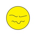 yellow sour emoji face icon. drunk emoji. concept of avatar, illness, sickness, flu, ill, childish, symptom, disease, ,