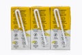 Yellow soy milk boxes isolated on a white