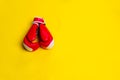 Yellow gloves space red boxer lue isolated fitness health, concept healthy lifestyle bodybuilding weight from power from