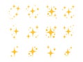 Yellow sparkles set, sparkling stars, shiny flashes of fireworks. Collection original stars