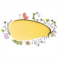 Yellow speech bubble with floral elements