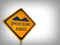 Yellow speed bump traffic sign, on a white background Royalty Free Stock Photo