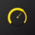 Yellow speedometer on carbon background