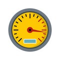 Yellow speedometer icon, flat style