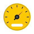 Yellow speedometer icon, flat style