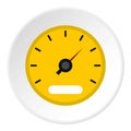 Yellow speedometer icon, flat style