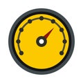 Yellow speedometer icon, flat style