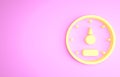 Yellow Speedometer icon isolated on pink background. Minimalism concept. 3d illustration 3D render