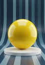 Yellow sphere on platform abstract background Royalty Free Stock Photo