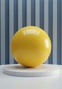 Yellow sphere on platform against striped background Royalty Free Stock Photo
