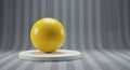 Yellow sphere on white platform with background Royalty Free Stock Photo