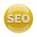 Yellow Sphere With White SEO Text On White Background search engine optimization ball Royalty Free Stock Photo
