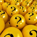 Yellow spheres with question marks Royalty Free Stock Photo