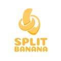 yellow split banana abstract logo design illustration